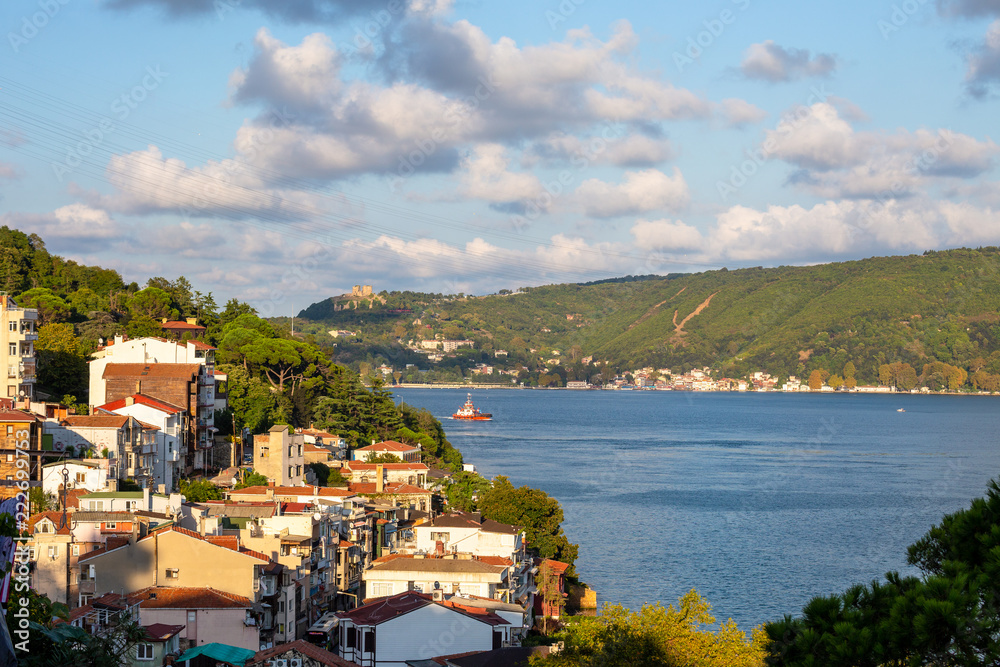 Landscape view from Sariyer. Sariyer is a district of Istanbul, at the end of the Bosphorus strait to the north in the European side of the city.