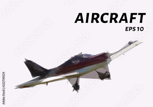 The Aircraft of the triangles. Aircraft low poly. Vector illustration. Aircraft bottom view. © newrossosh