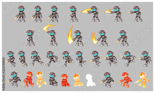 Grey Cyborg Enemy Slayer Game Sprites