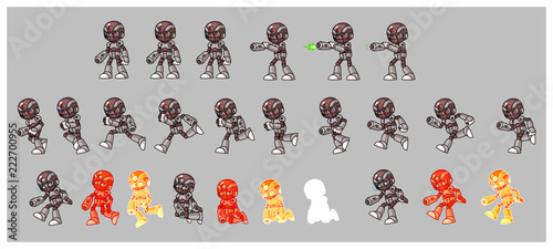 Grey Cyborg Enemy Shooter Game Sprites