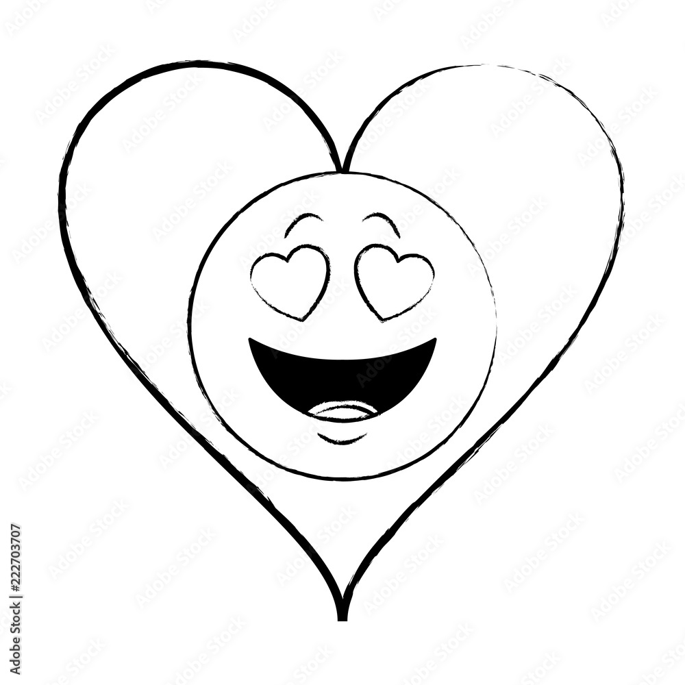 Love emoticon in bubble sketch Love emoticon in bubble sketch