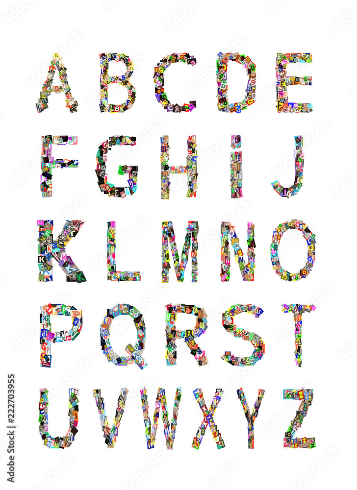 Capital letters on white background