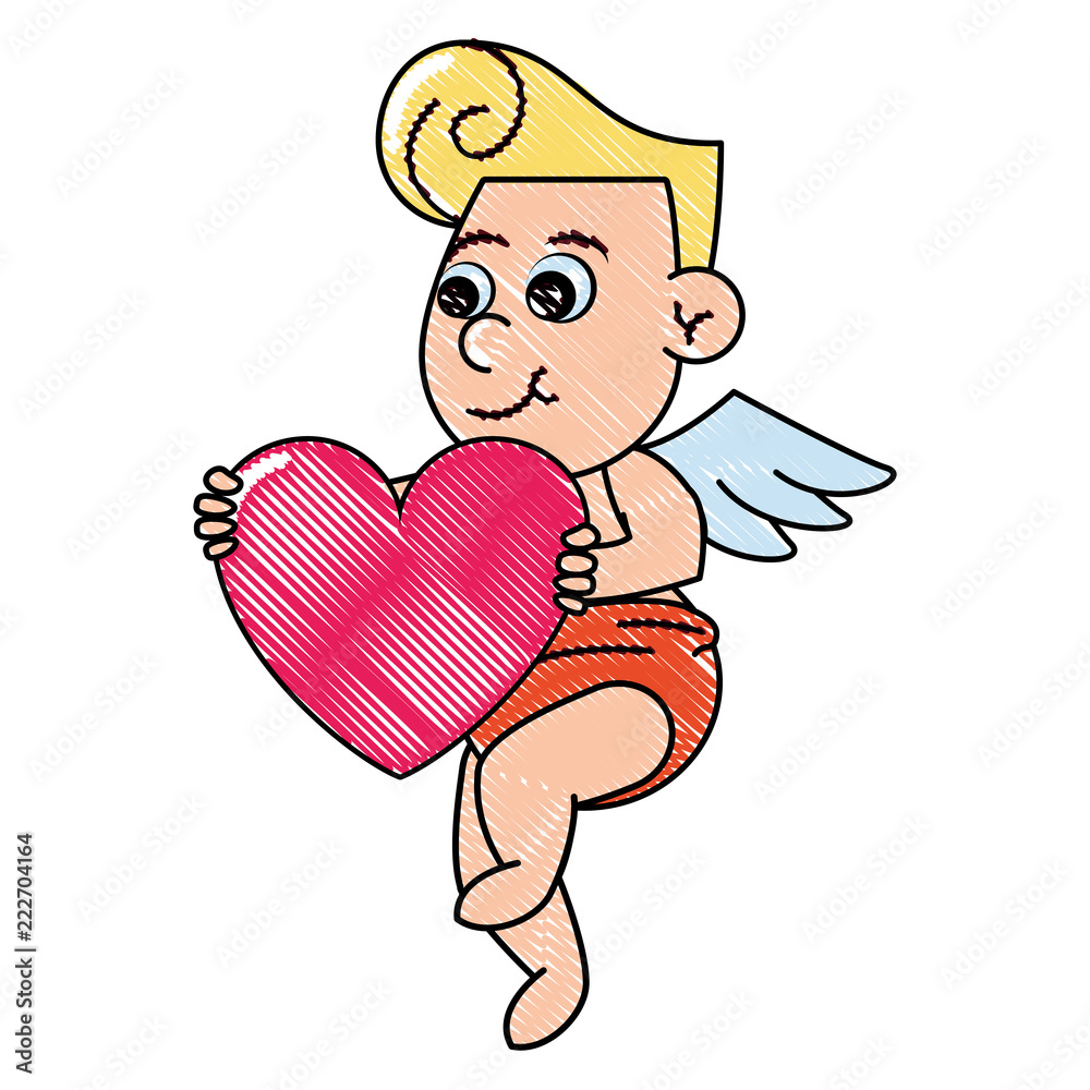 Obraz premium Cupid with heart scribble
