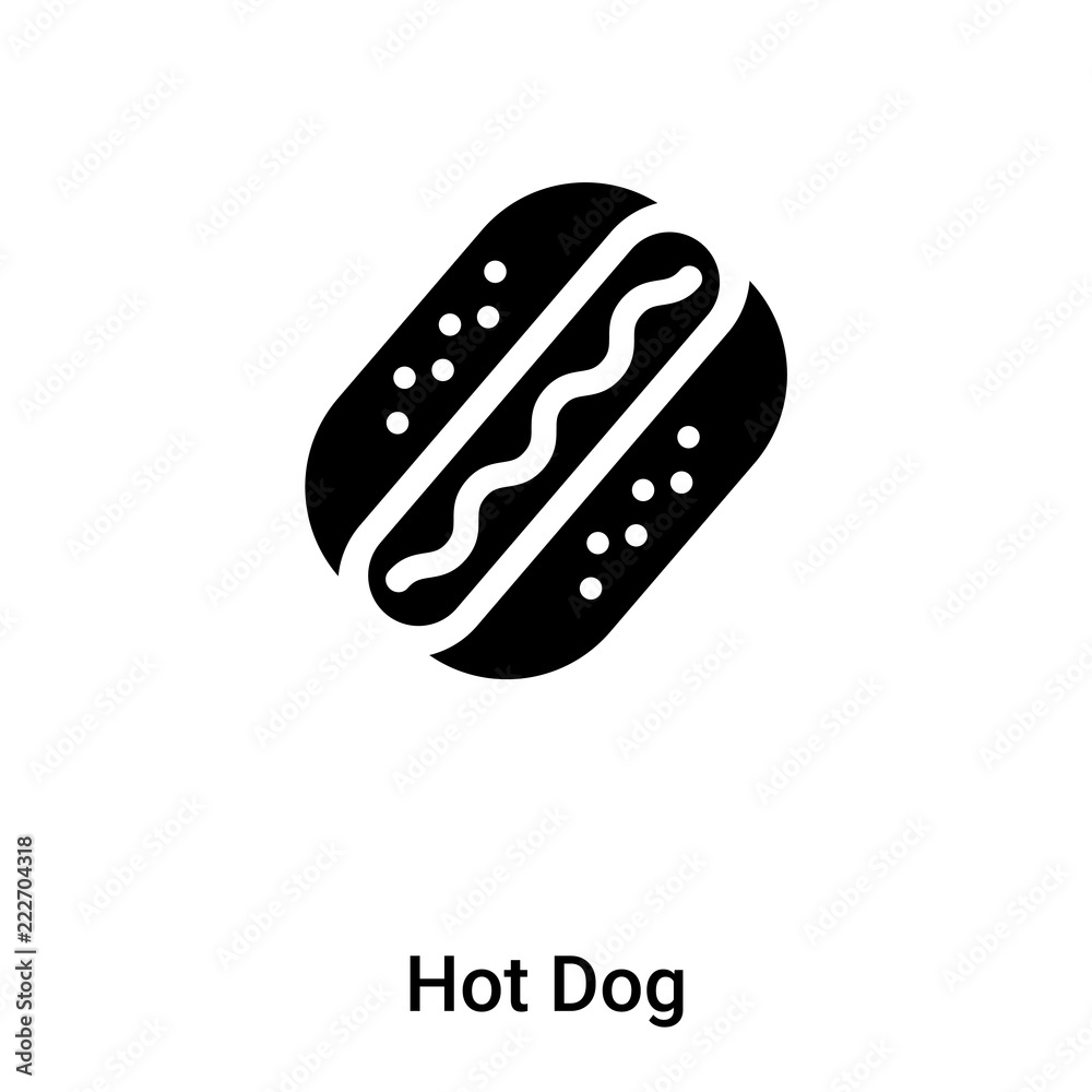 Hot Dog icon vector isolated on white background, logo concept of Hot Dog sign on transparent background, black filled symbol