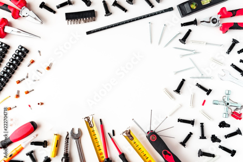 Obraz na płótnie Set of tools on white background with space to write