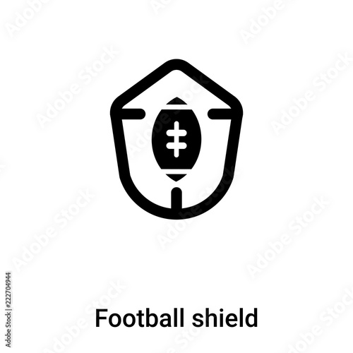 Football shield symbol icon vector isolated on white background, logo concept of Football shield symbol sign on transparent background, black filled symbol