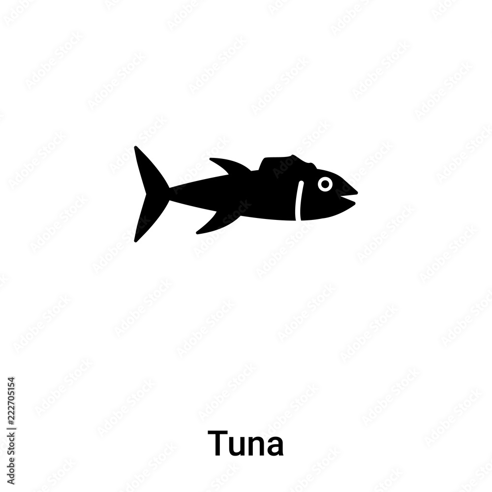 Obraz premium Tuna icon vector isolated on white background, logo concept of Tuna sign on transparent background, black filled symbol
