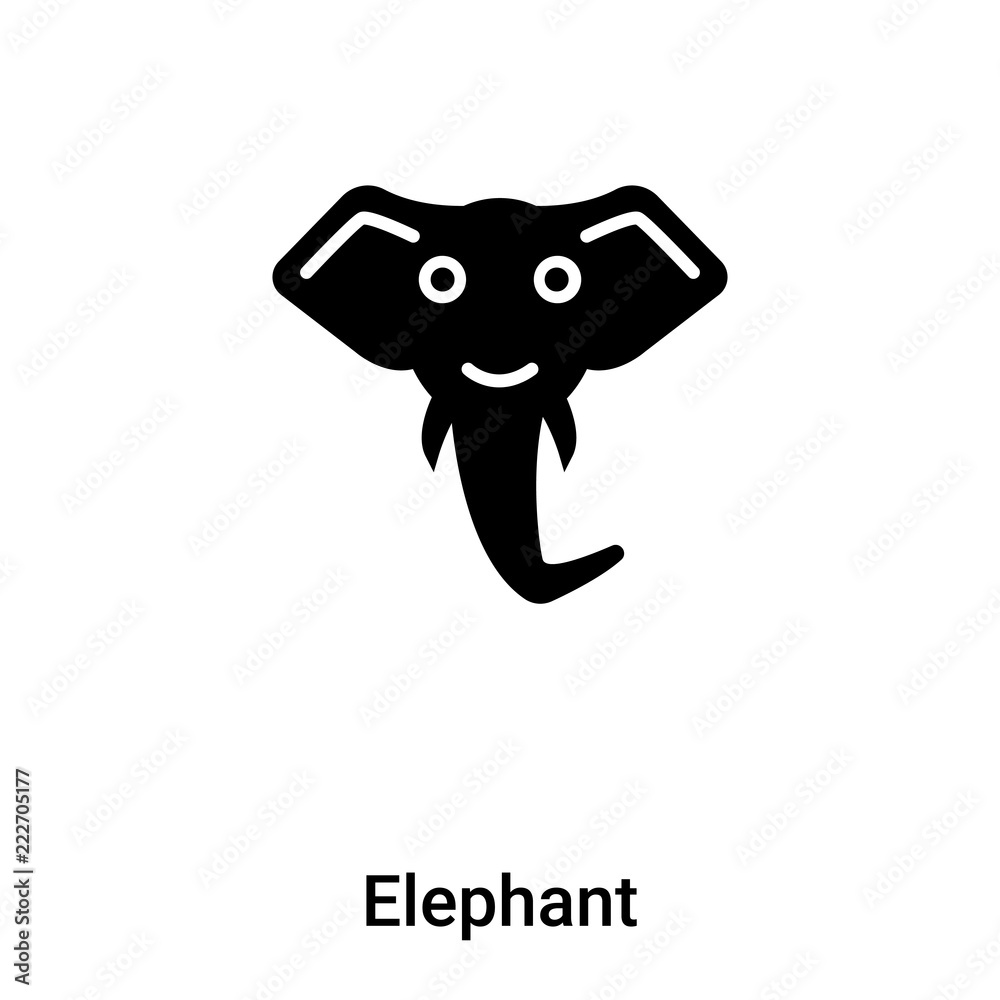 Elephant icon vector isolated on white background, logo concept of Elephant sign on transparent background, black filled symbol