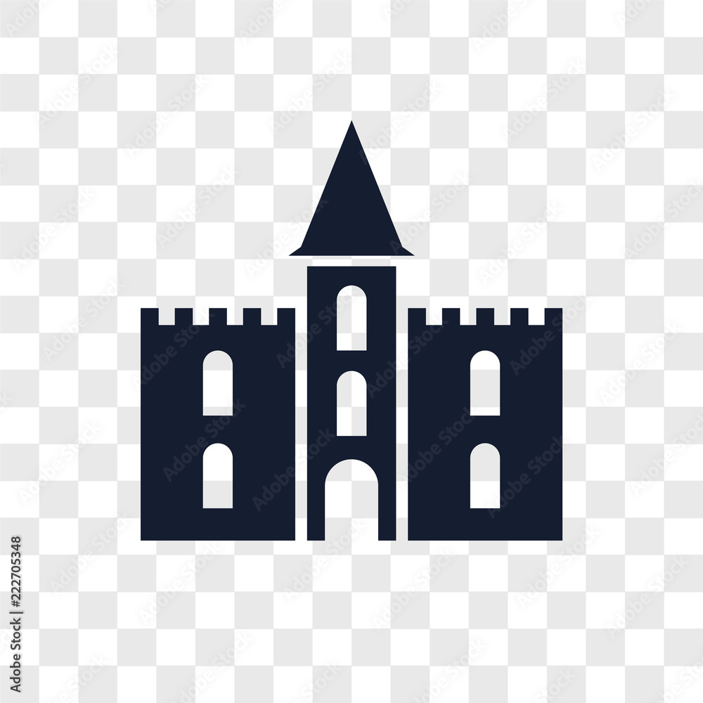 castle icons isolated on transparent background. Modern and editable castle icon. Simple icon vector illustration.