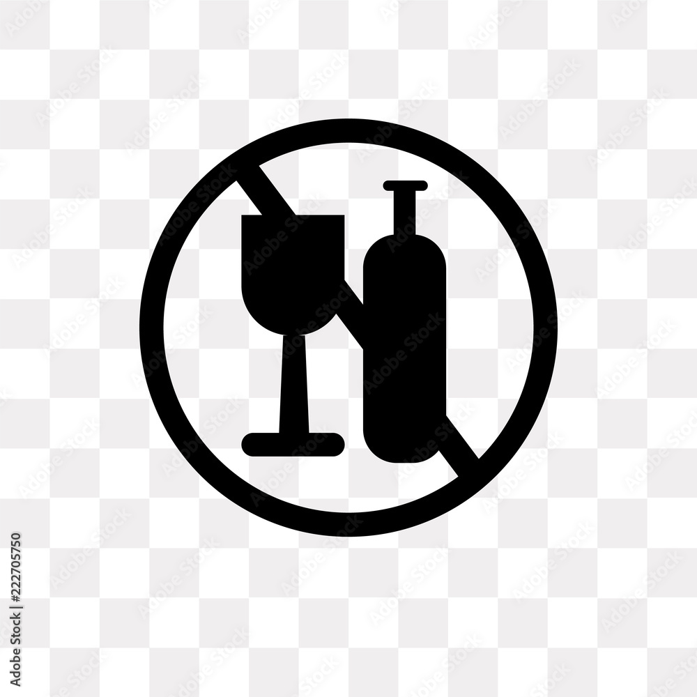 no alcohol icon on transparent background. Modern icons vector