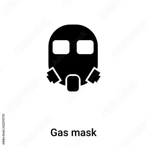 Gas mask icon vector isolated on white background, logo concept of Gas mask sign on transparent background, black filled symbol photo