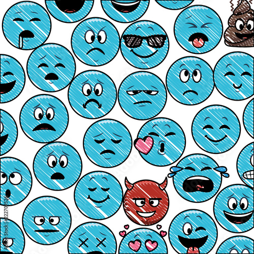 Emoticons pattern background scribble