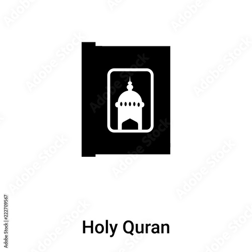 Holy Quran icon vector isolated on white background, logo concept of Holy Quran sign on transparent background, black filled symbol