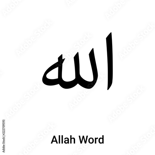 Allah Word icon vector isolated on white background, logo concept of Allah Word sign on transparent background, black filled symbol
