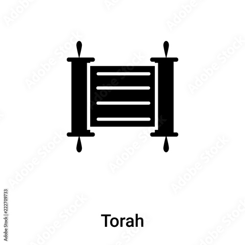Torah icon vector isolated on white background, logo concept of Torah sign on transparent background, black filled symbol
