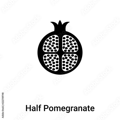 Half Pomegranate icon vector isolated on white background, logo concept of Half Pomegranate sign on transparent background, black filled symbol