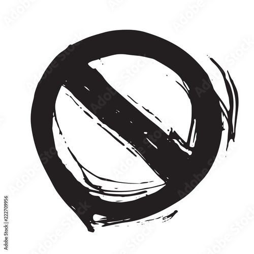 Round Not Allowed Sign, grunge textured hand drawn element, vector illustration isolated on white background