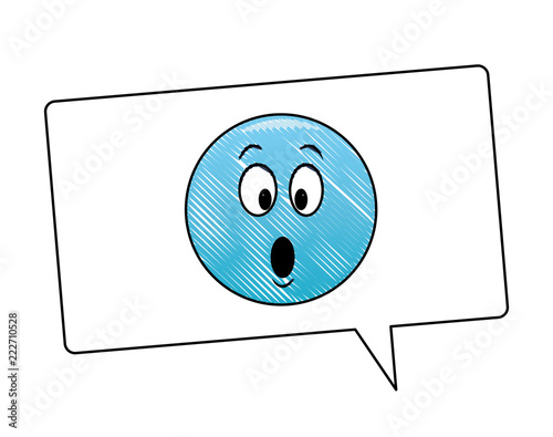 Suprised emoticon inside bubble scribble