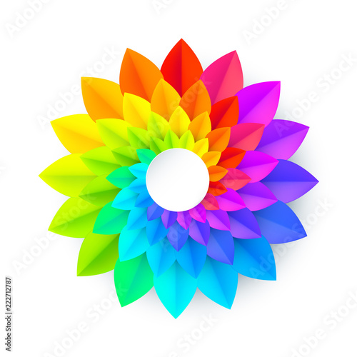 Vivid rainbow colors vector paper spiral spectrum flower