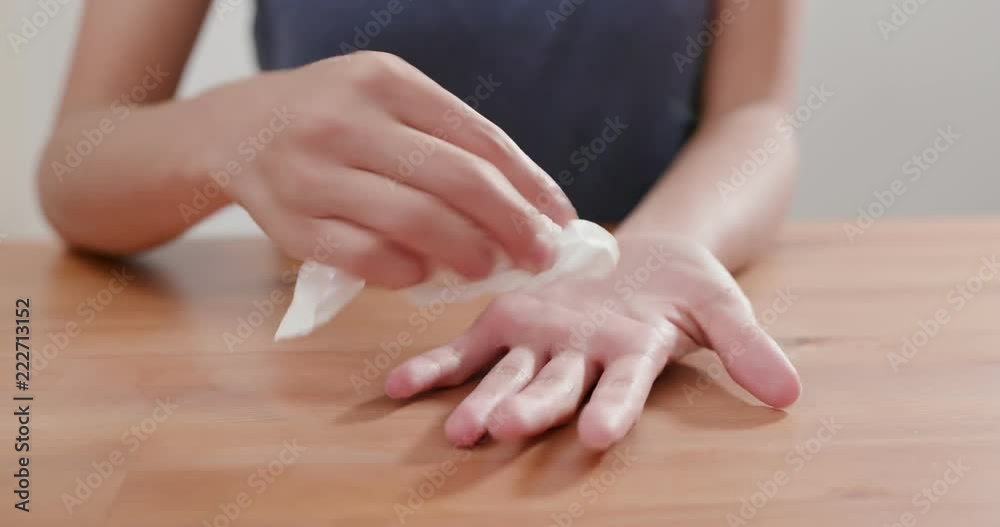 Woman suffer from hand perspiration Woman suffer from hand perspiration