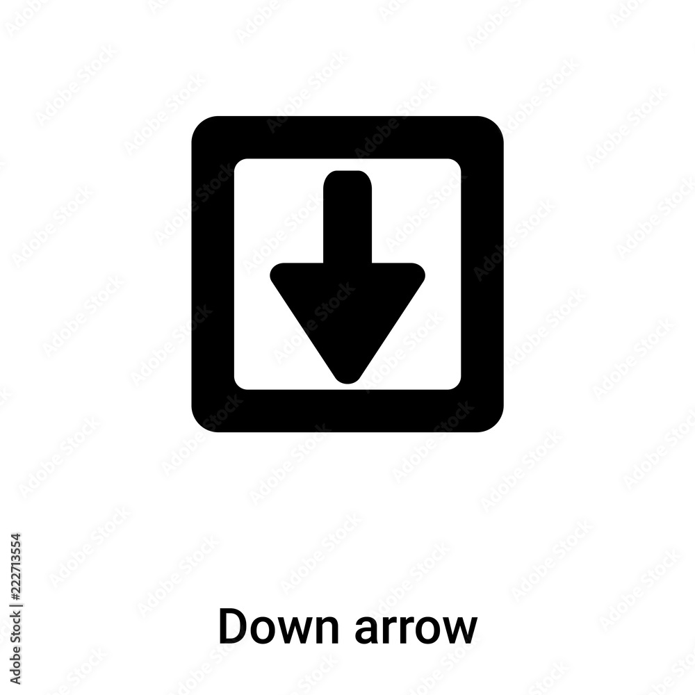 Down arrow icon vector isolated on white background, logo concept of Down arrow sign on transparent background, black filled symbol
