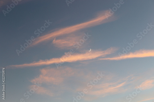 Εκτύπωση καμβά New moon with clouds and sky as background
