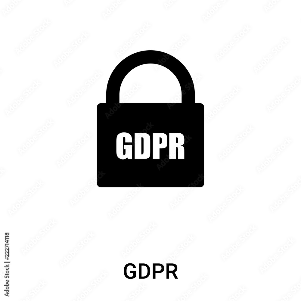 GDPR icon vector isolated on white background, logo concept of GDPR sign on transparent background, black filled symbol GDPR icon vector isolated on white background, logo concept of GDPR sign on transparent background, black filled symbol