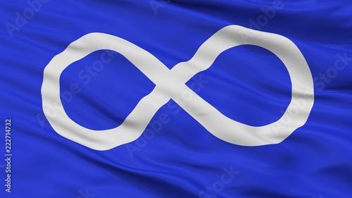 Metis Blue Indian Flag, Closeup View, 3D Rendering
