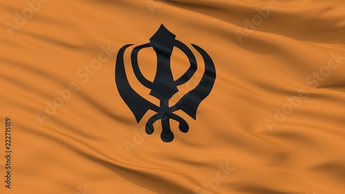 Khalistans Flag Closeup View, 3D Rendering photo