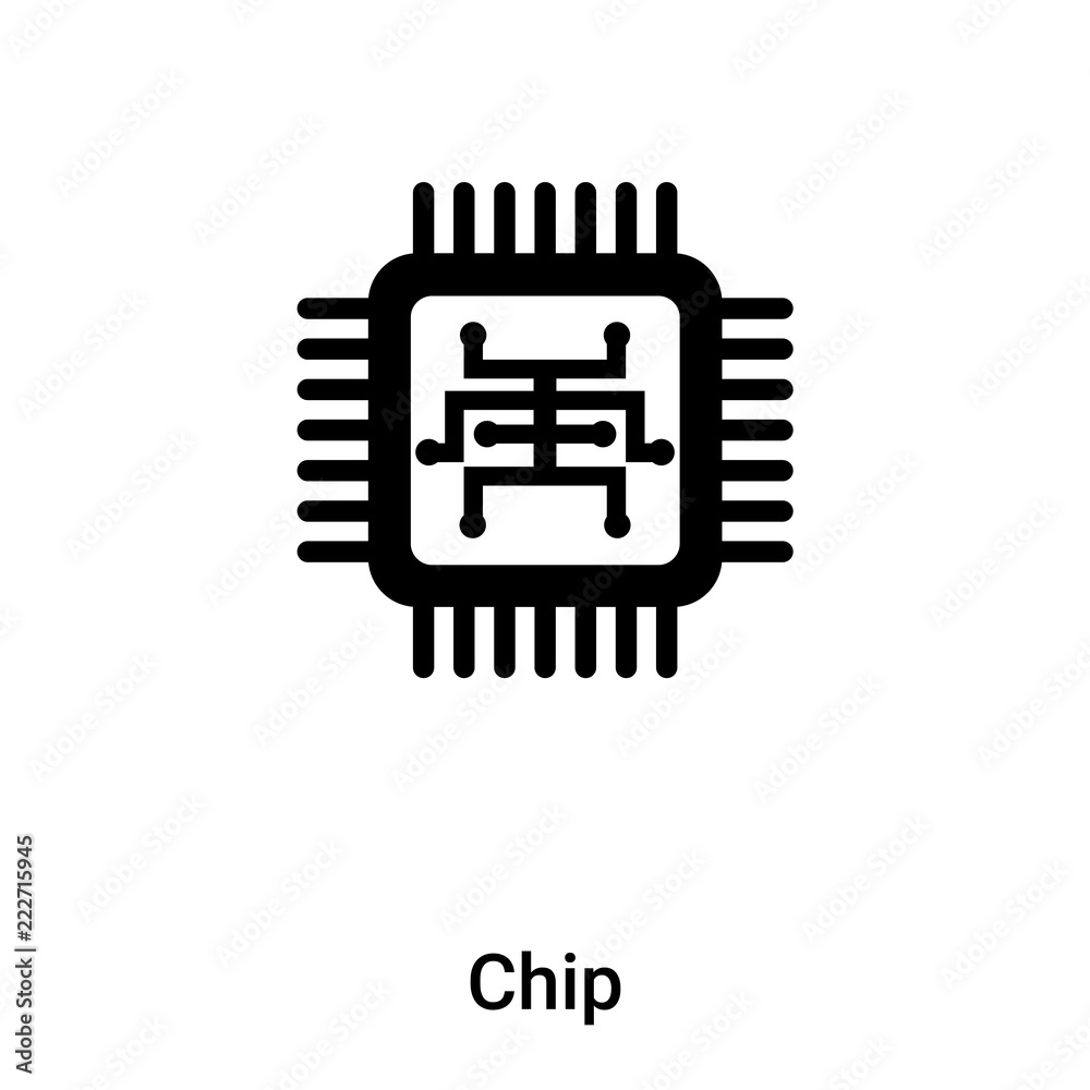 Chip icon vector isolated on white background, logo concept of Chip sign on transparent background, black filled symbol