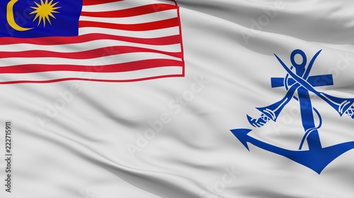 Malaysia Naval Ensign Flag, Closeup View, 3D Rendering