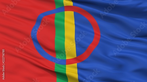 Sami Scandinavia Flag, Closeup View, 3D Rendering photo