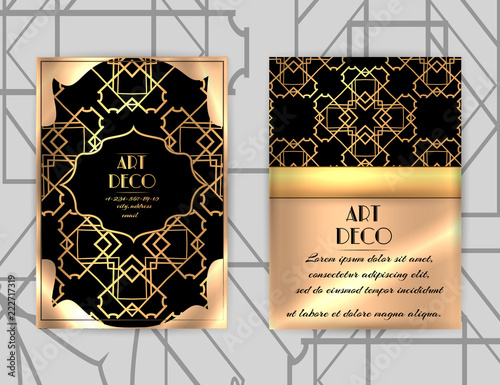 Business templates set at art deco style. 1920s motifs.