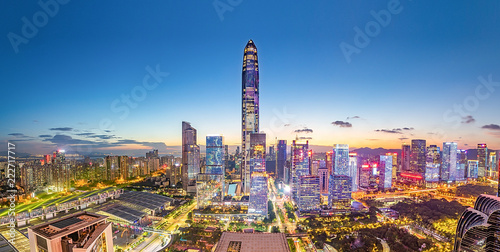Shenzhen City Skyline Panorama / Futian CBD Night Scene photo