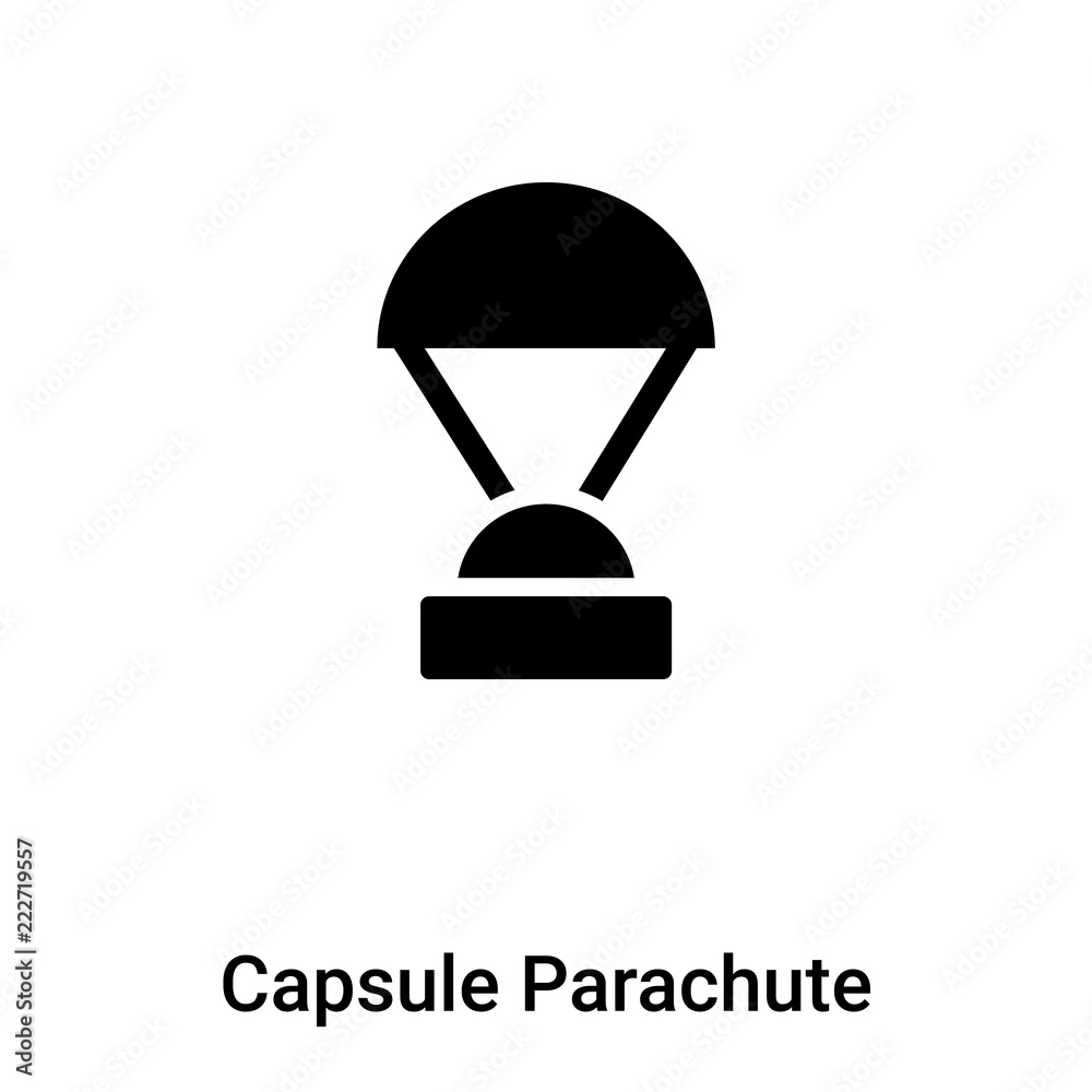 Capsule Parachute icon vector isolated on white background, logo concept of Capsule Parachute sign on transparent background, black filled symbol Capsule Parachute icon vector isolated on white background, logo concept of Capsule Parachute sign on transparent background, black filled symbol