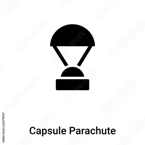 Capsule Parachute icon vector isolated on white background, logo concept of Capsule Parachute sign on transparent background, black filled symbol
