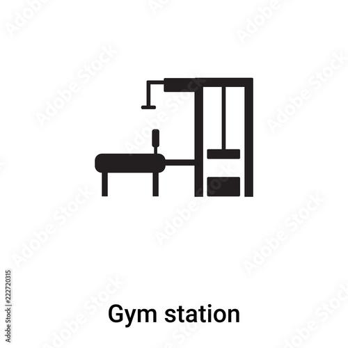Gym station icon vector isolated on white background, logo concept of Gym station sign on transparent background, black filled symbol