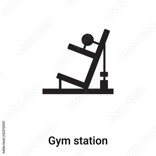 Gym station icon vector isolated on white background, logo concept of Gym station sign on transparent background, black filled symbol
