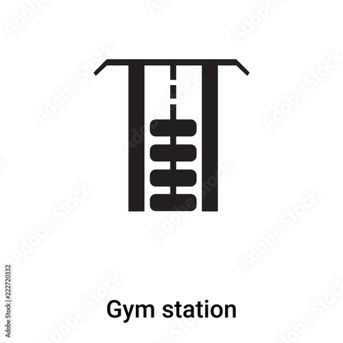 Gym station icon vector isolated on white background, logo concept of Gym station sign on transparent background, black filled symbol