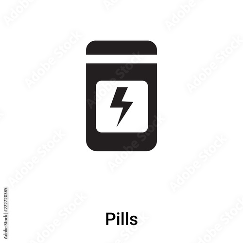 Pills icon vector isolated on white background, logo concept of Pills sign on transparent background, black filled symbol