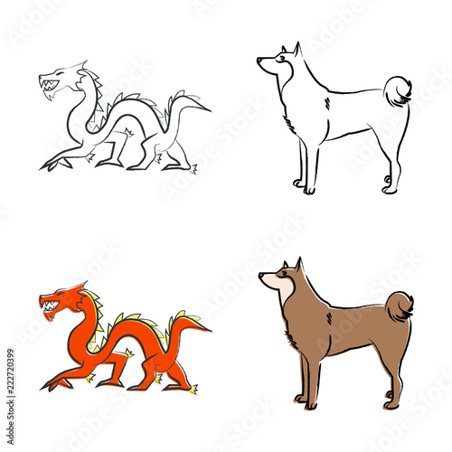 Outline draw animals