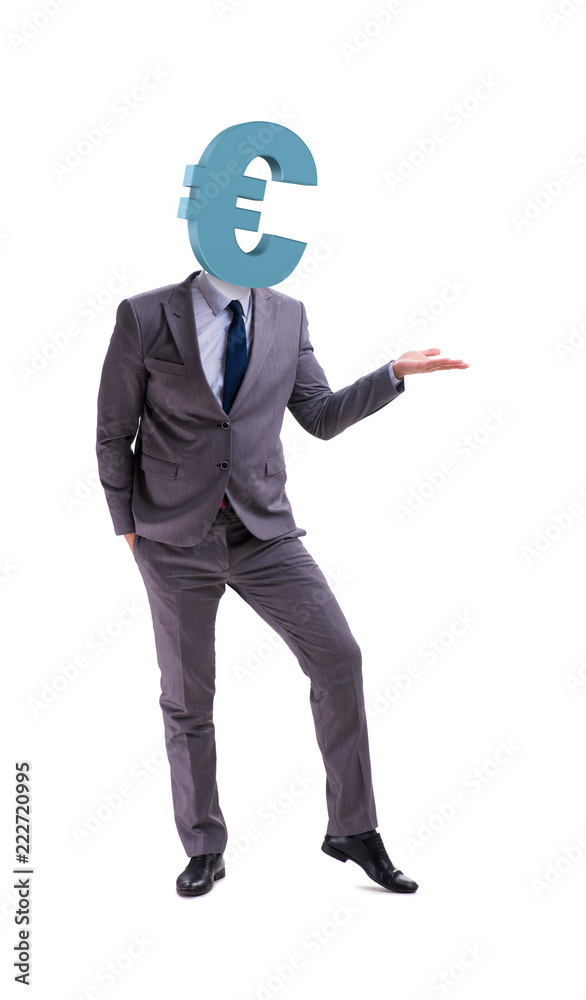 Businessman with euro sign instead of head Businessman with euro sign instead of head