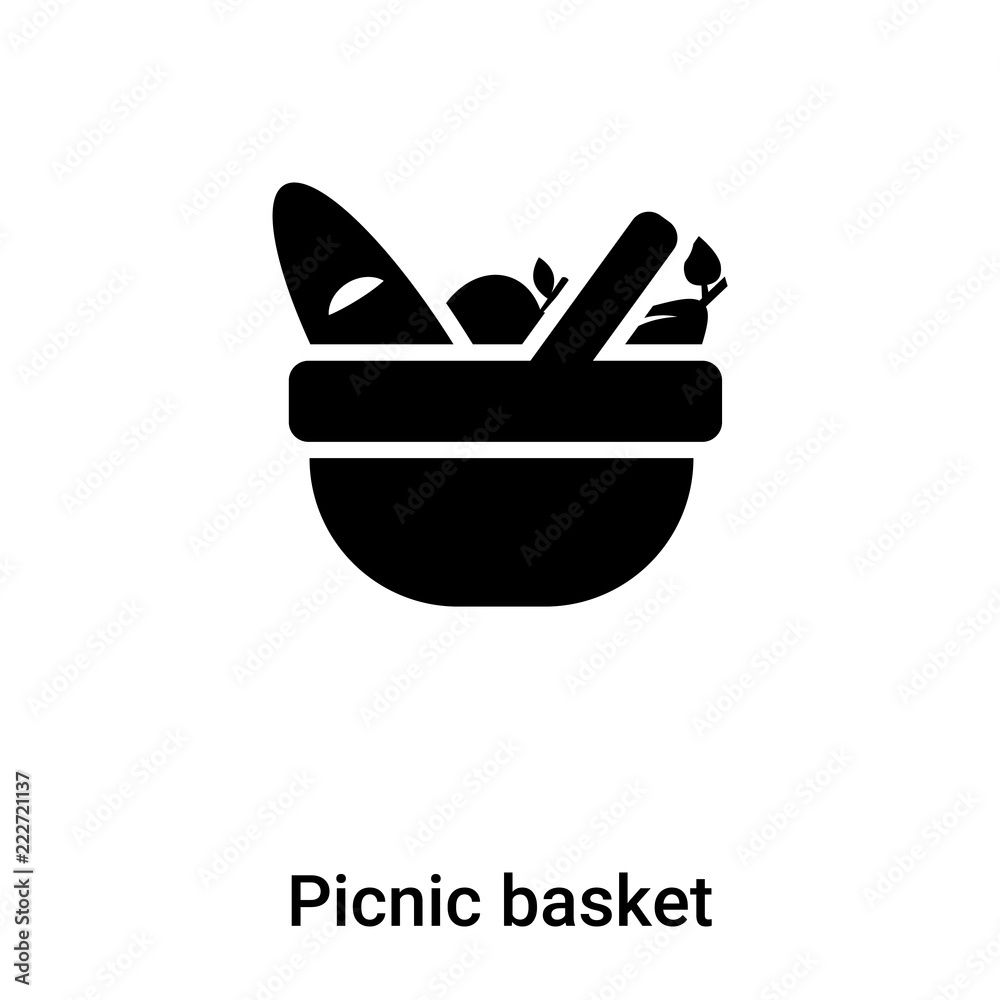 Picnic basket icon vector isolated on white background, logo concept of Picnic basket sign on
