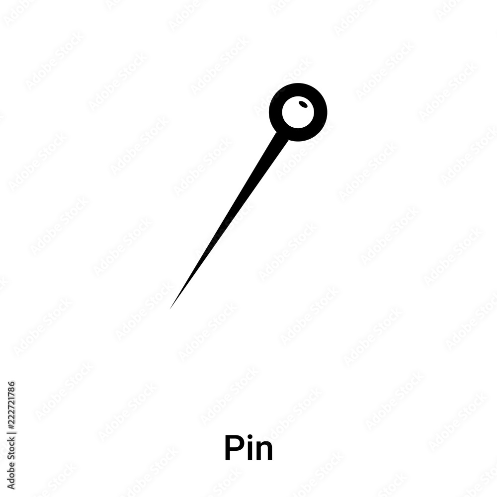 Pin icon vector isolated on white background, logo concept of Pin sign on transparent background, black filled symbol