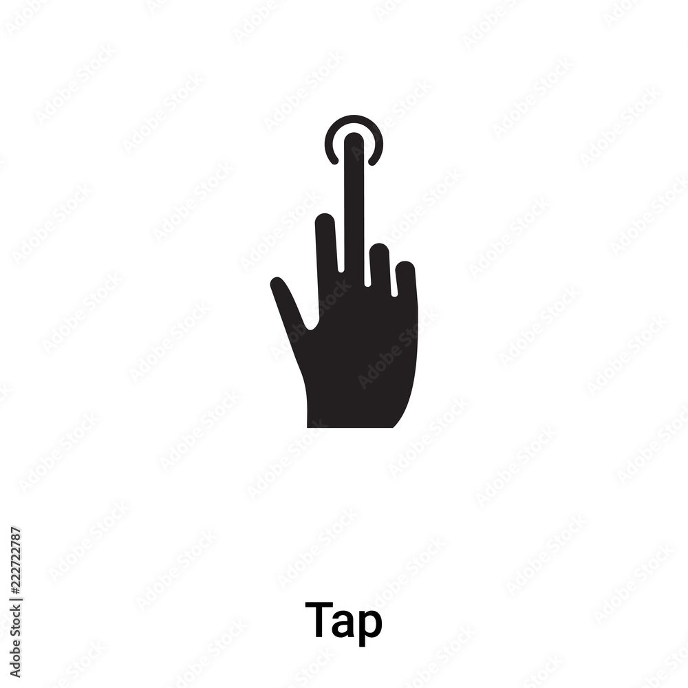 Tap icon vector isolated on white background, logo concept of Tap sign on transparent background, black filled symbol Tap icon vector isolated on white background, logo concept of Tap sign on transparent background, black filled symbol