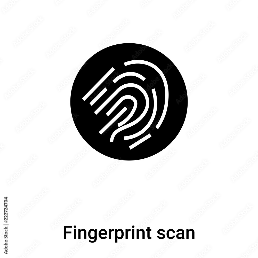 Fingerprint scan icon vector isolated on white background, logo concept of Fingerprint scan sign on transparent background, black filled symbol