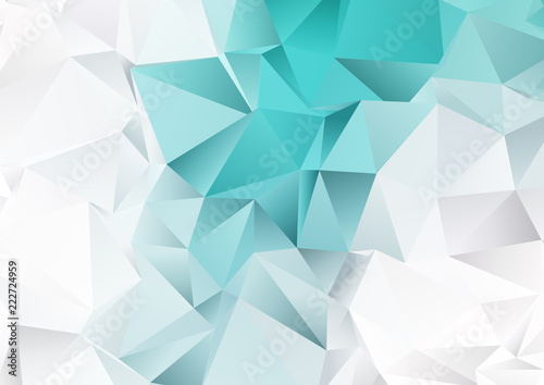 Low poly design with teal and silver colours