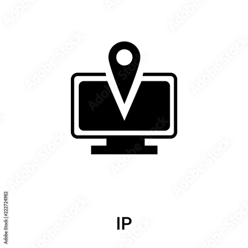 IP icon vector isolated on white background, logo concept of IP sign on transparent background, black filled symbol