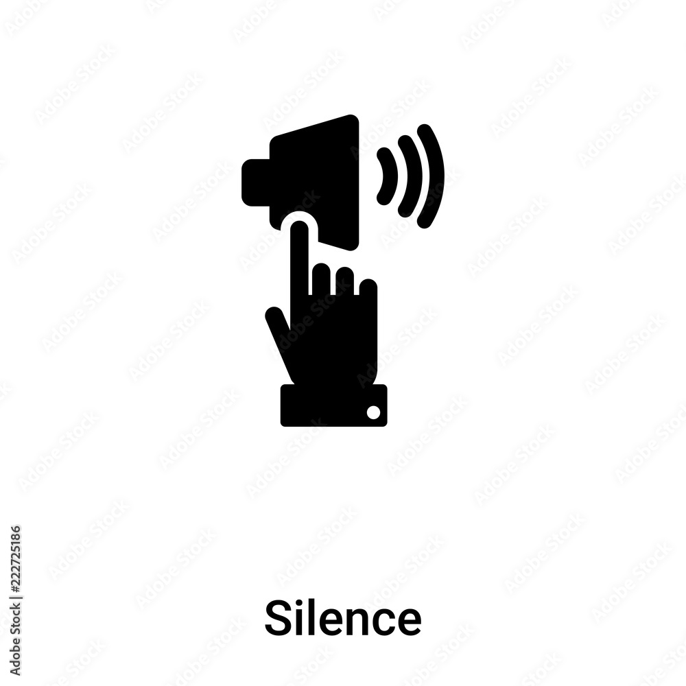 Silence icon vector isolated on white background, logo concept of Silence sign on transparent background, black filled symbol Silence icon vector isolated on white background, logo concept of Silence sign on transparent background, black filled symbol