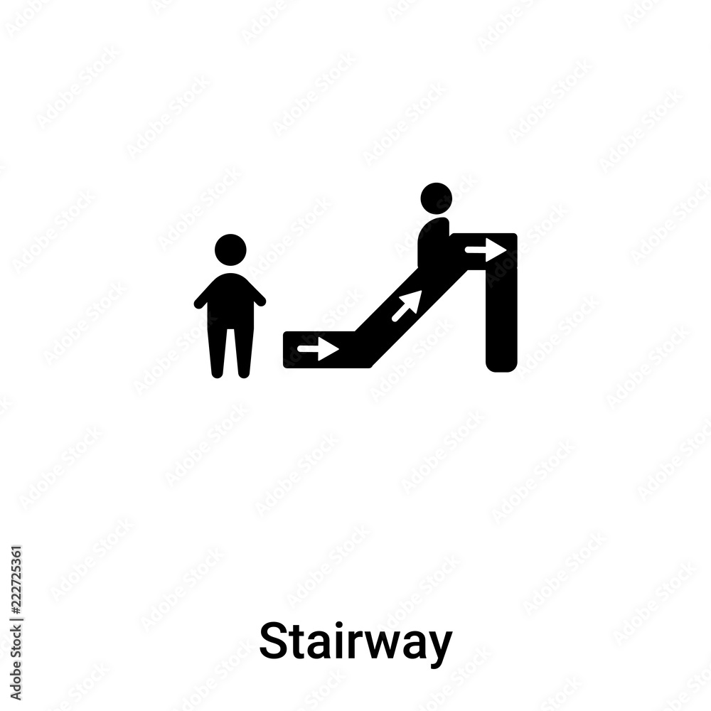 Stairway icon vector isolated on white background, logo concept of Stairway sign on transparent background, black filled symbol